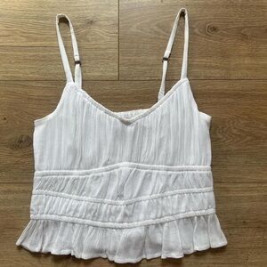 Hollister White Ruffled Cropped Babydoll Top